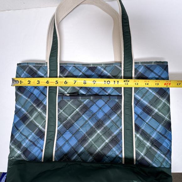 Lands’ End Quilted Plaid Tote Medium Bag - Picture 12 of 13